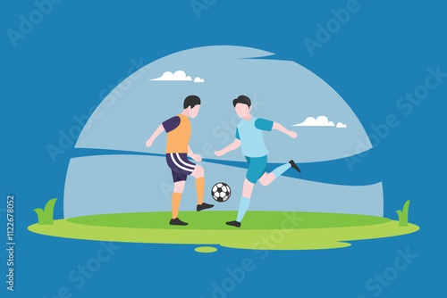 Active Playtime in Soccer Game Illustration