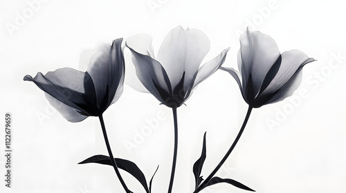 Wallpaper Mural monochrome image capturing the delicate silhouettes of flowers against a soft background, offering a tranquil and minimalist aesthetic Torontodigital.ca