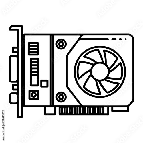 Flat Icon of Graphics Card - Computer Hardware and Technology Symbol