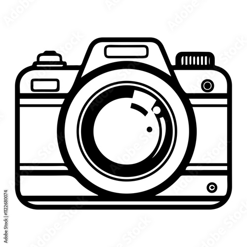 Flat Icon of Camera - Photography and Technology Symbol