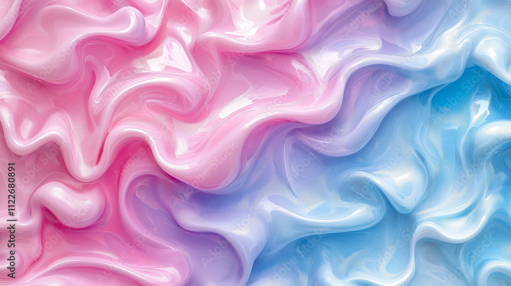 Obraz premium Abstract Swirls of Pink and Blue Cosmetic Cream. Concept of beauty, skincare, and makeup.