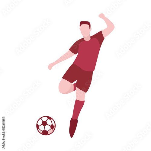 Flat Design Illustration of Player Kicking Ball