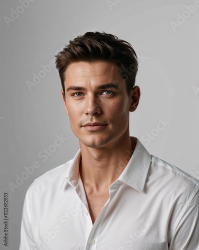 Handsome male model in a white shirt- model photography- professional portrait