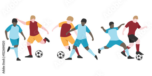 Flat Design Illustration of Soccer Playtime