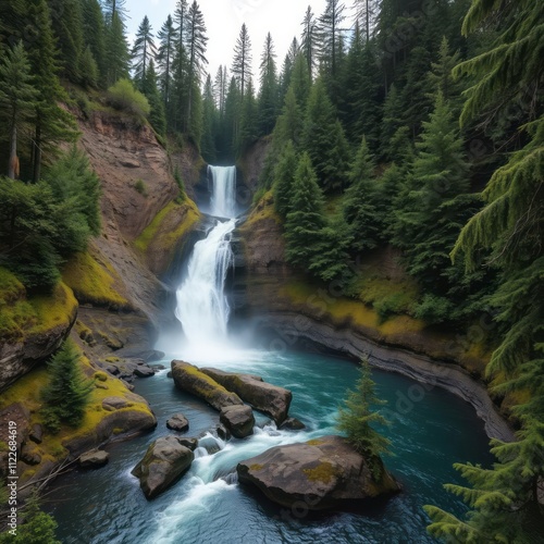 Toketee falls | oregon River landscapes Ultra realistic Photorealistic landscape photographywater travel sky beautiful tourism outdoor photo