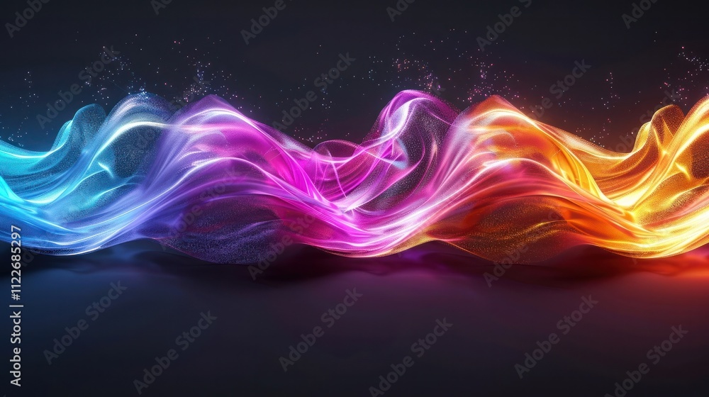 Fototapeta premium Mesmerizing Colorful Fluid Wave Energetic Digital Abstract Background with Dynamic Swirling Gradient Patterns and Glowing Neon Lights Futuristic and Captivating Visualization of Motion and Energy