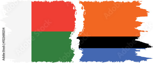 Chagos and Madagascar grunge flags connection, vector photo