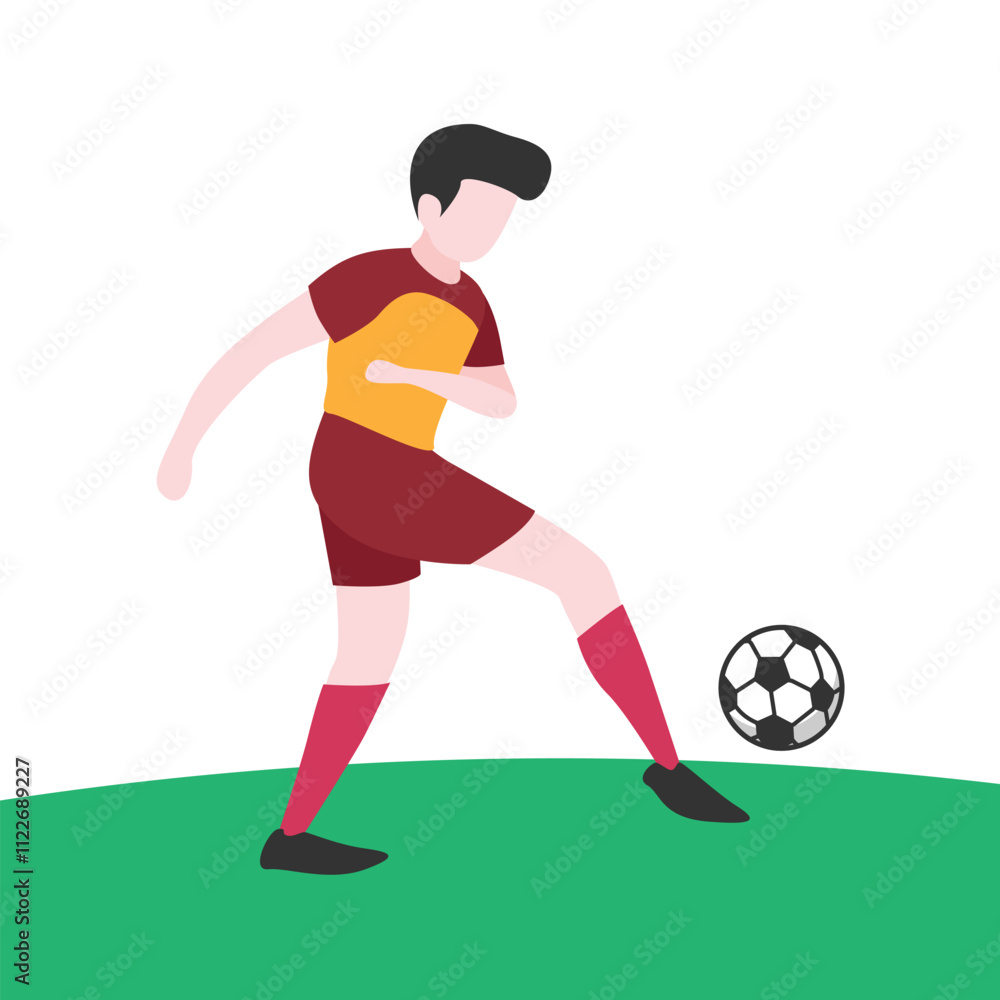 Obraz premium Dynamic Vector Illustration of Soccer Player Kicking Ball