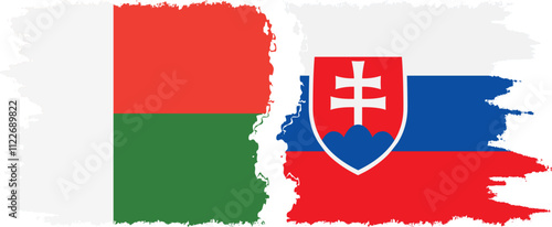 Photography Slovakia and Madagascar grunge flags connection, vector