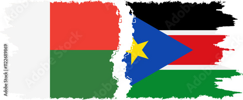 Free Download South Sudan and Madagascar grunge flags connection, vector - GFXLoad