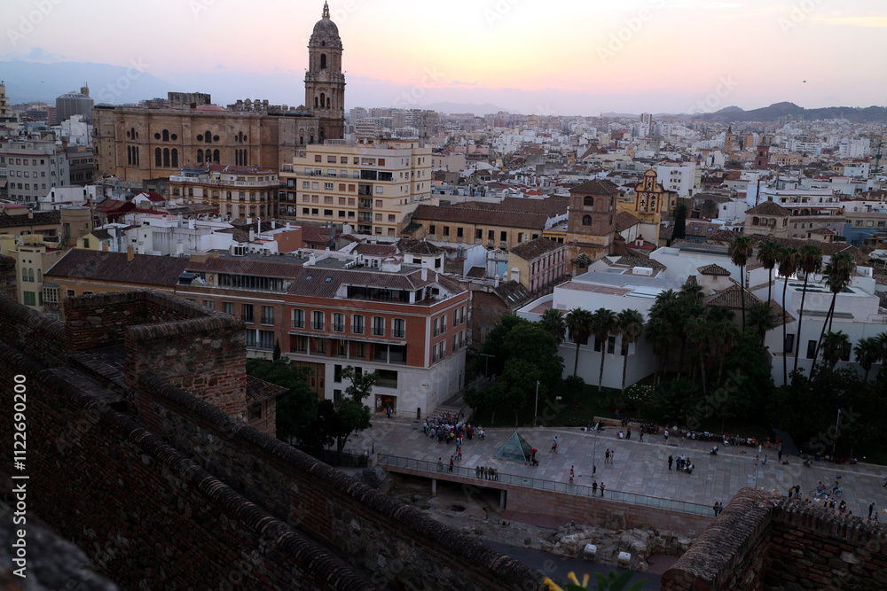 Fototapeta premium City of Malaga viewed from Alcazaba fortress - Province of Málaga - Autonomous Community of Andalusia - Spain