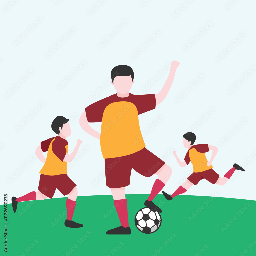 Fototapeta premium Dynamic Soccer Play: Intense Match on the Field