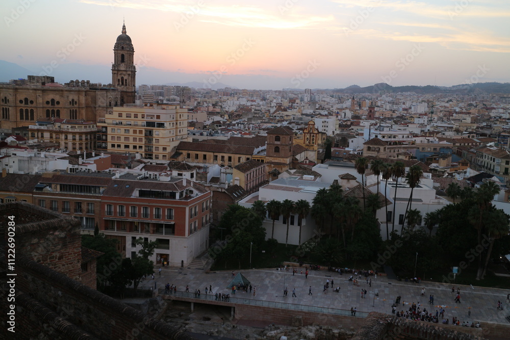 Fototapeta premium City of Malaga viewed from Alcazaba fortress - Province of Málaga - Autonomous Community of Andalusia - Spain