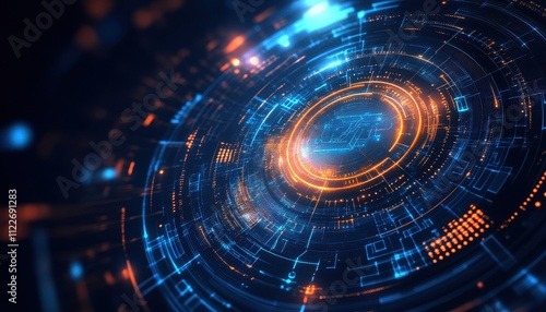 Wallpaper Mural Abstract Digital Technology Circular Network Design Torontodigital.ca