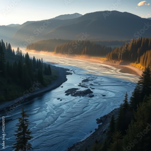 Morning light on the elwha river olympic national park River landscapes Ultra realistic Photorealistic landscape photographywater travel sky beautiful tourism outdoor photo