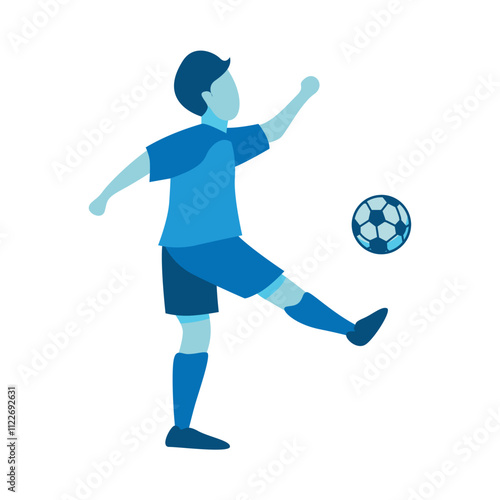 Flat Design of Player Kicking Soccer Ball