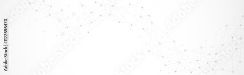 Geometric connected background. Connecting dots and lines. Global network connection. Banner template for technology.