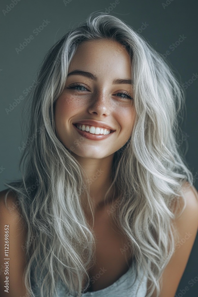 Fototapeta premium Senior woman with long gray hair