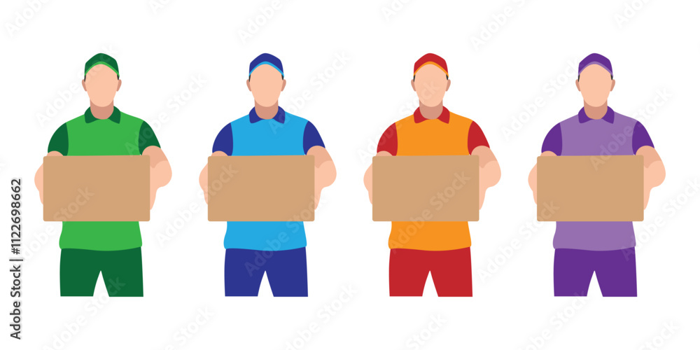 Fototapeta premium Vector Courier with Various Business Uniforms