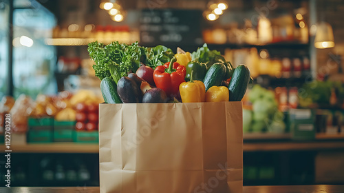 Fresh vegetable delivery service urban grocery store product photography cozy environment close-up view healthy eating concept photo