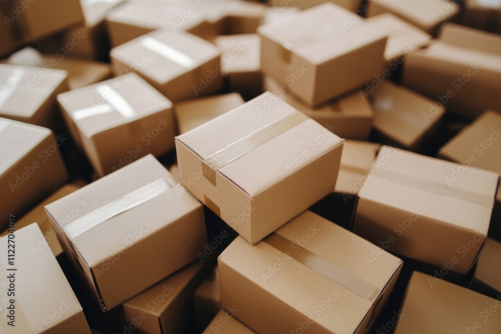 Fototapeta premium Stacked Cardboard Boxes