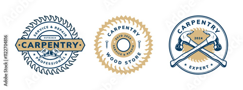 carpentry logo badge design