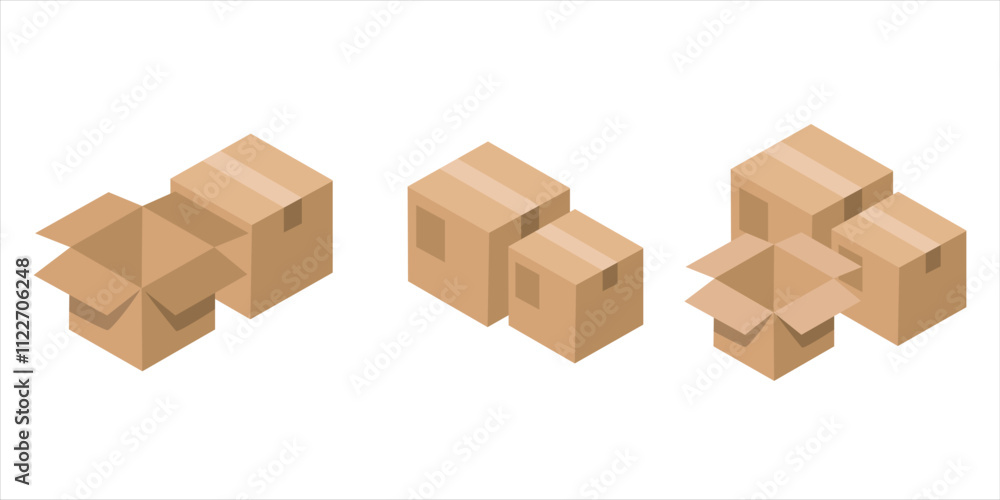 Vector Illustration of Cardboard Boxes Collection Vector Illustration of Cardboard Boxes Collection