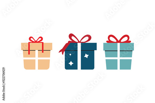 Gift box icon set. Gift wrapping symbol. Surprising gift box signs, vector illustration	