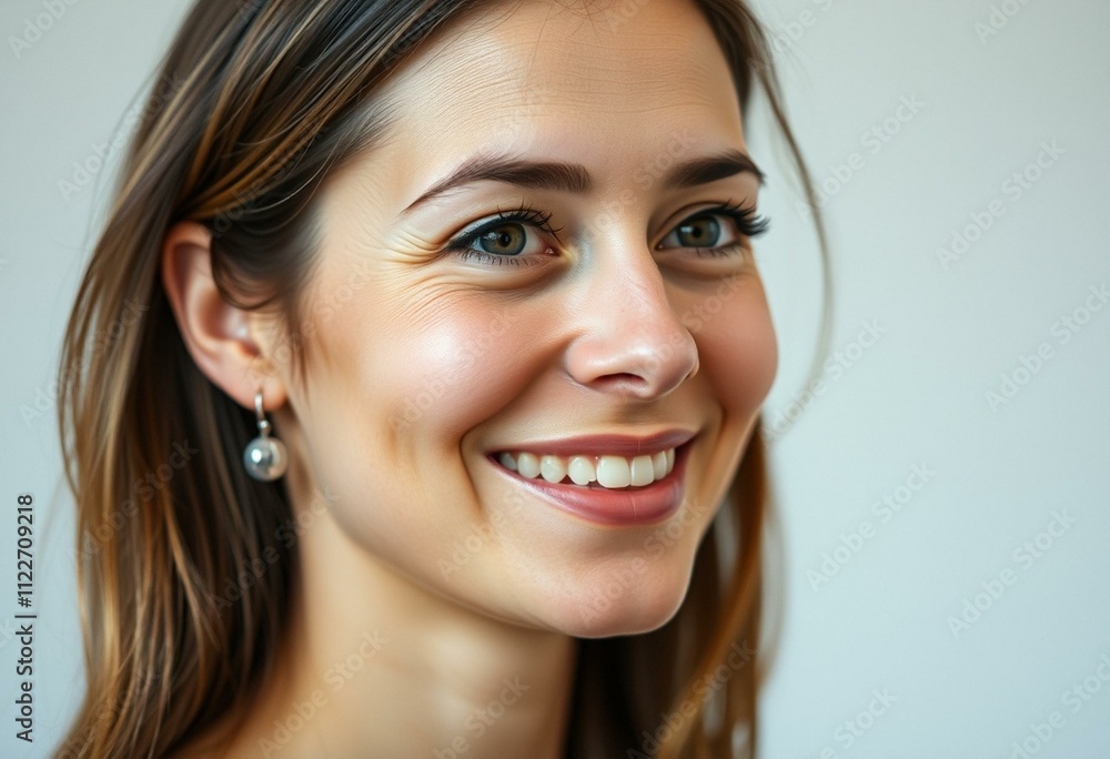 A serene and inviting portrait of a female with a warm smile A serene and inviting portrait of a female with a warm smile