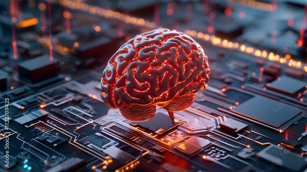 Brain-Computer Interface Interaction, a futuristic scene showcasing ...