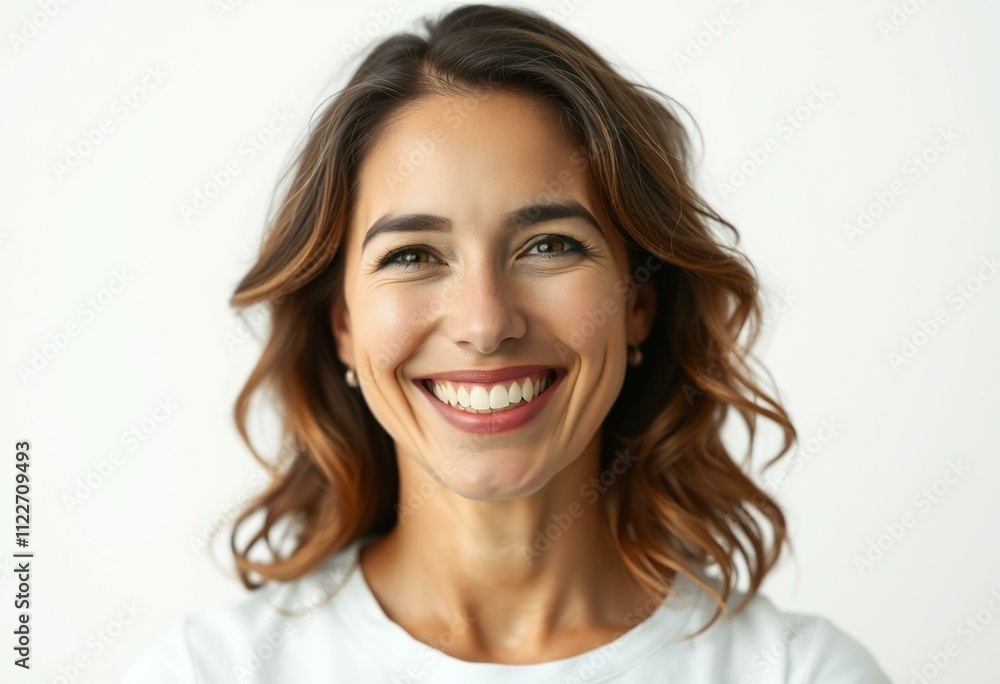 Warm and inviting portrait of a 35-year-old female with a happy smile Warm and inviting portrait of a 35-year-old female with a happy smile