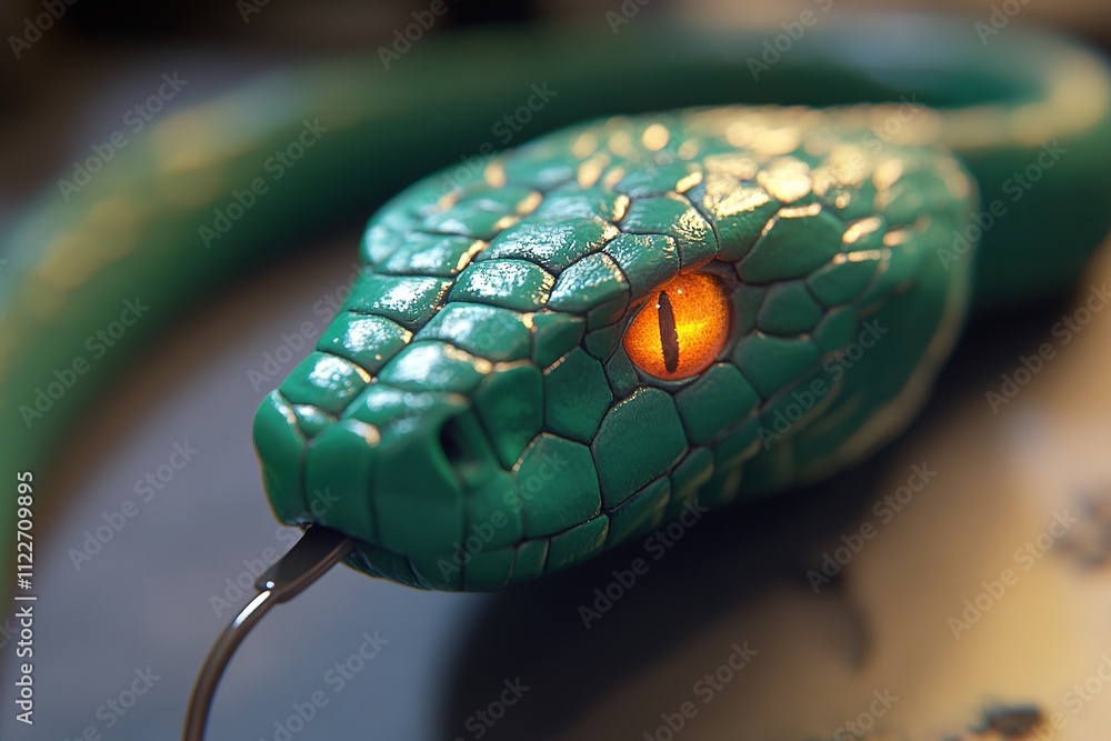 Fototapeta premium Macro close-up of snake eye with intricate scales.
