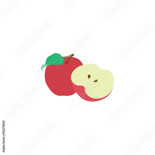 Ripe Red Apple on Rustic Wooden Background