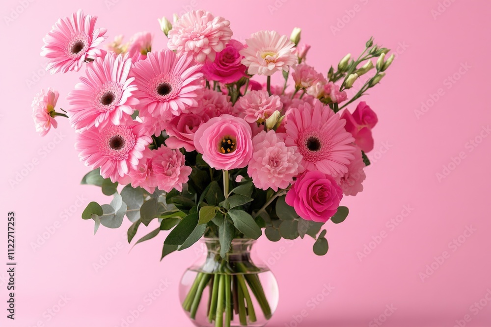 Obraz premium Pink flowers on pink background