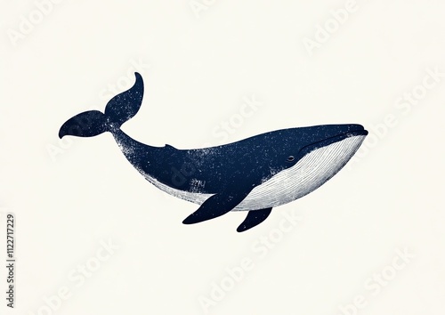 Whale swimming majestically in deep ocean waters during a serene underwater moment