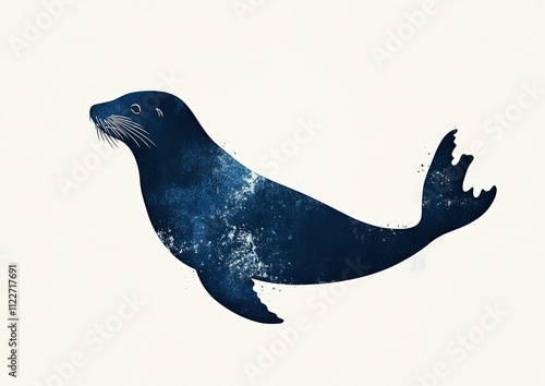 Artwork of a seal showcasing its graceful form against a minimalistic background