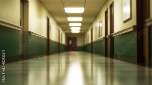 Wallpaper Mural Hospital corridor background with subtle blurring for versatile design applications. Torontodigital.ca