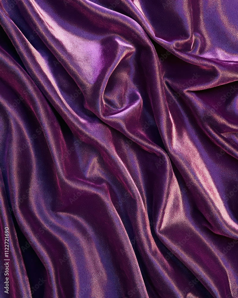 Fototapeta premium A close-up view of luxurious purple satin fabric with elegant folds and textures.