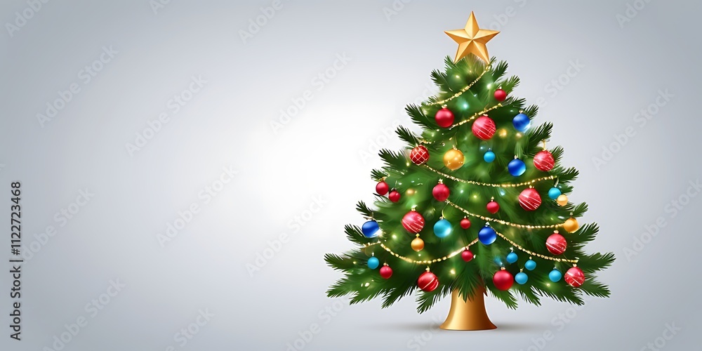 Fototapeta premium Decorated_christmas_tree_with_ornaments_and_ligh