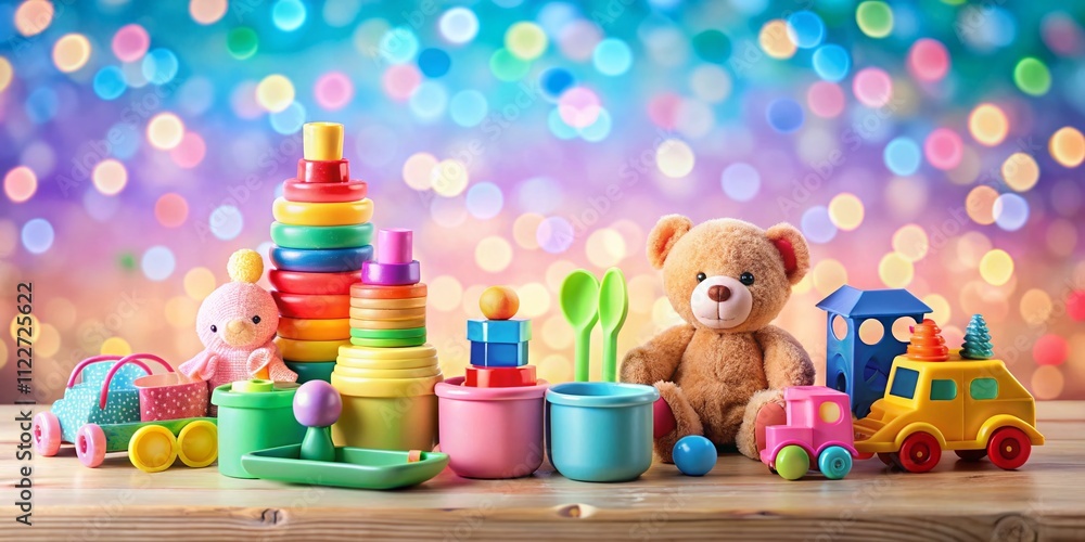 Obraz premium AI Photo: Children's Household Flatlay Bokeh Background