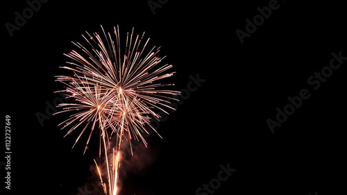 Fireworks shooting up into the air with explosive colors, luminous bursts, firework ascent