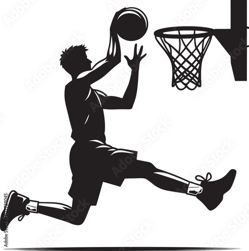 Basketball player silhouette flat vector illustration isolated on white background