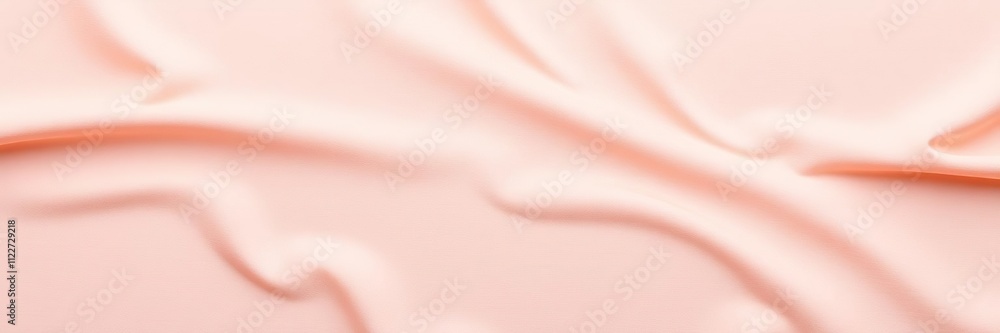 Fototapeta premium Gentle ripples on a surface made of soft pink and peach textured fabric create an abstract art scene that is both soothing and visually appealing, serene, ethereal, textured fabric