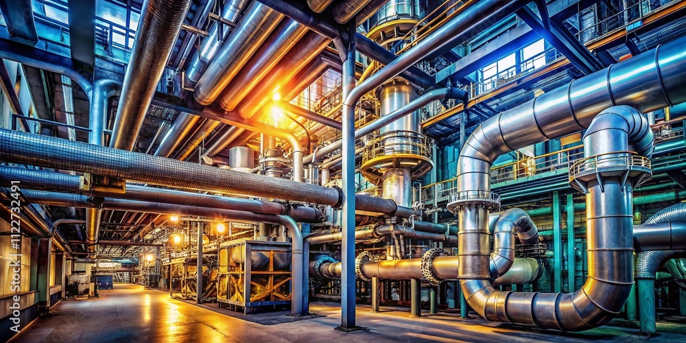 Fototapeta premium Industrial Plant Piping System Interior - AI Photorealistic Portrait