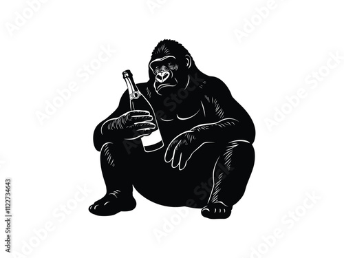 Gambling Gorilla Silhouette for New Year Artwork