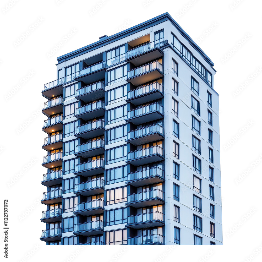 Obraz premium A tall building with many windows and balconies Transparent Background