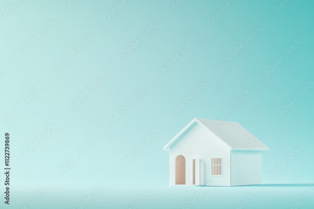 simply minimal design with miniature white toy house simply minimal design with miniature white toy house