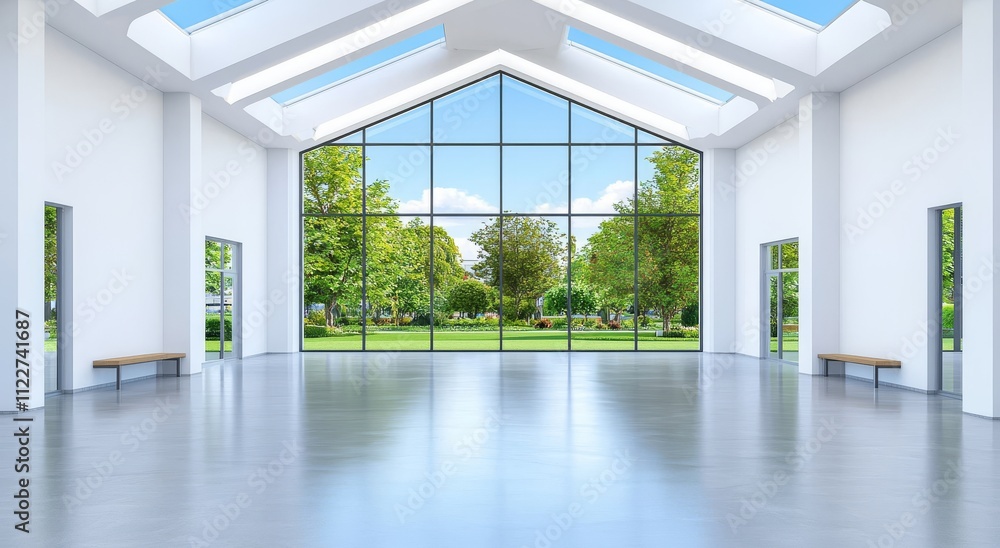 Fototapeta premium Modern house featuring an abstract pavilion with angular and geometric designs.