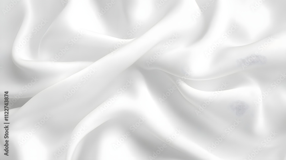 Fototapeta premium A smooth, white satin fabric with gentle folds and subtle texture.
