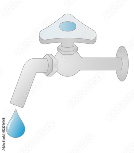 水道の蛇口と水滴のイラスト